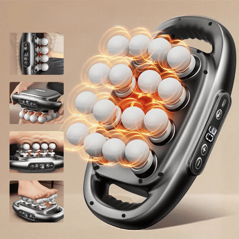 Wave Massage Gun with 16 massage heads for full-body deep tissue relief and targeted muscle recovery