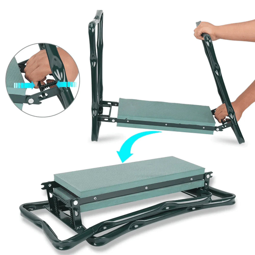 Folding Garden Kneeler Bench with steel frame and foldable design for portable garden use