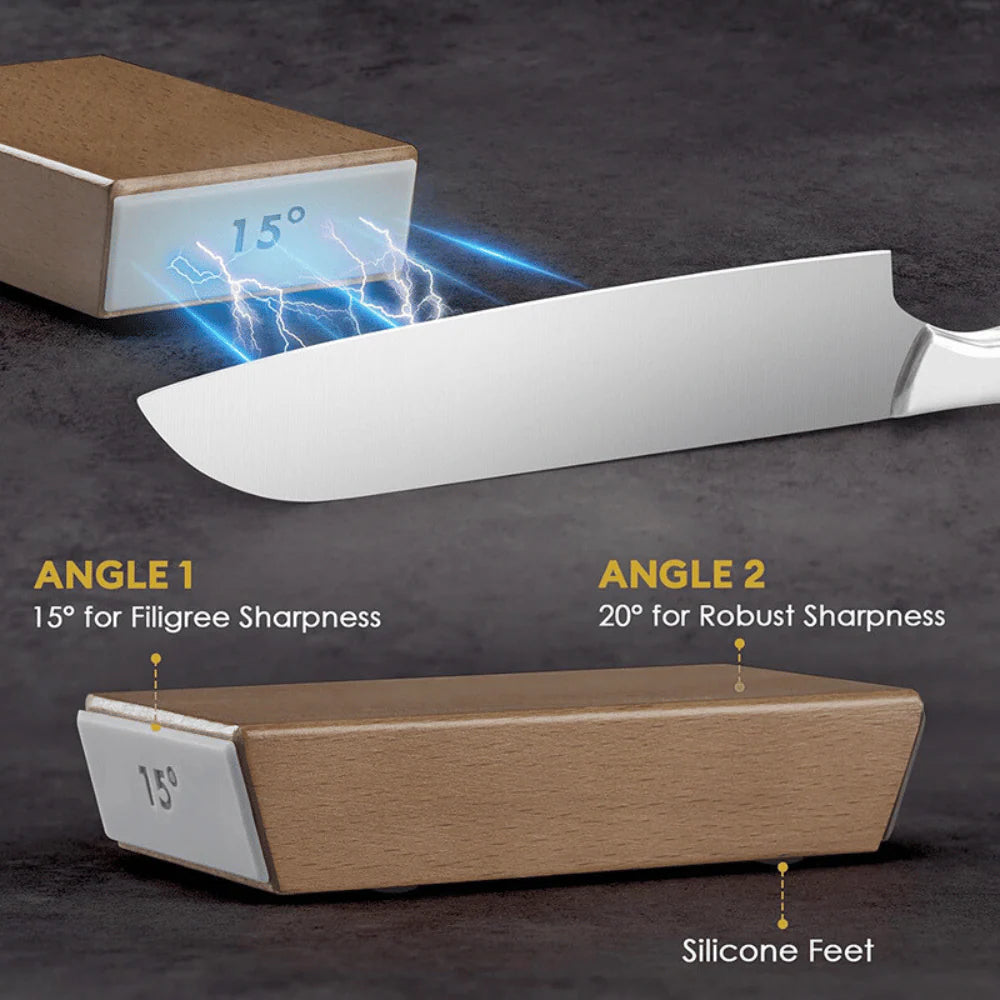 Magnetic Rolling Knife Sharpener with 15° and 20° angle options for fine and durable blade edges