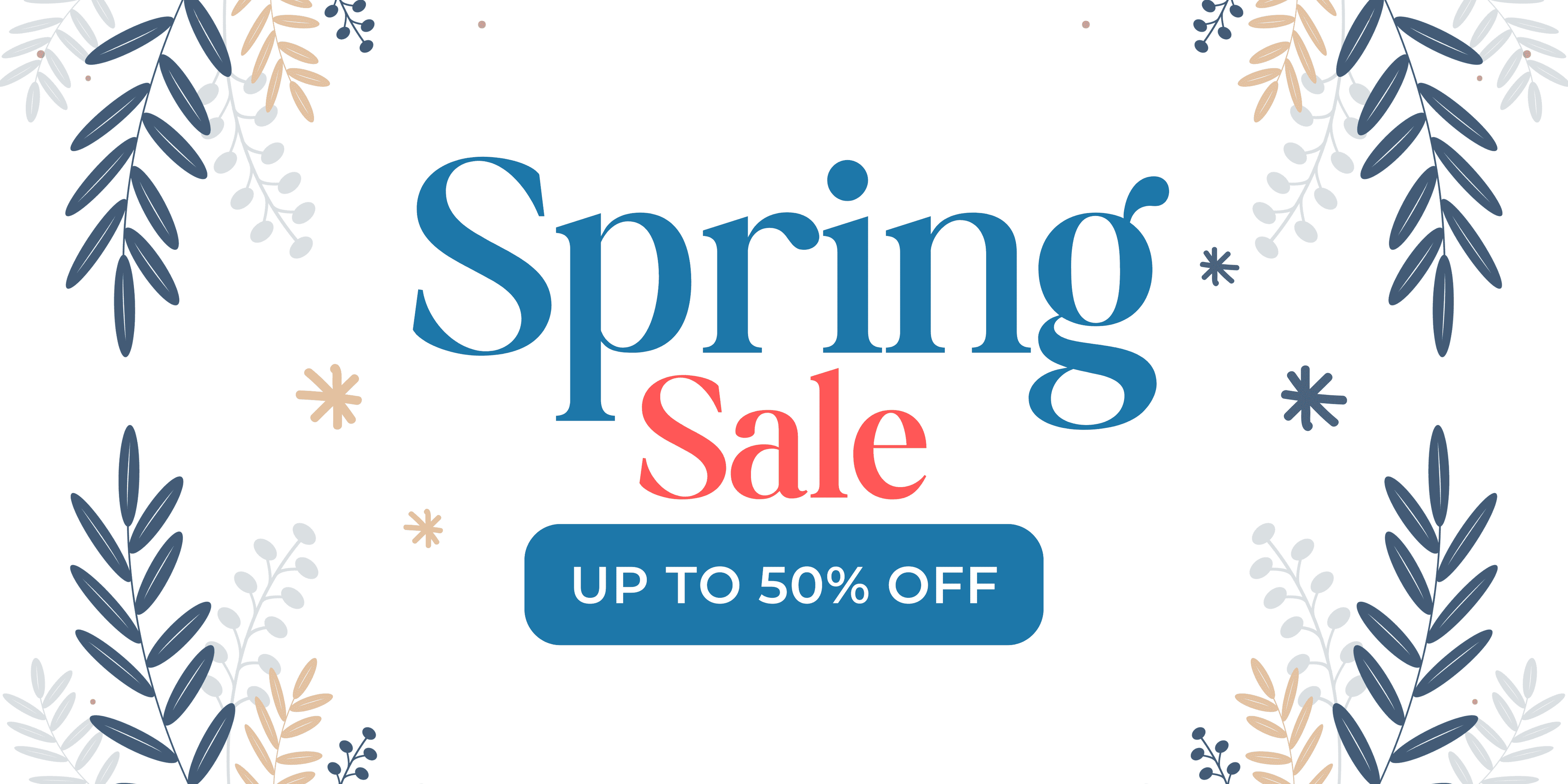 Spring sale banner with decorative elements on a white background