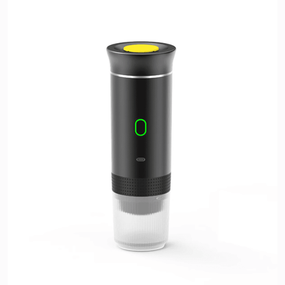 Black and clear electric wine bottle opener on a white background