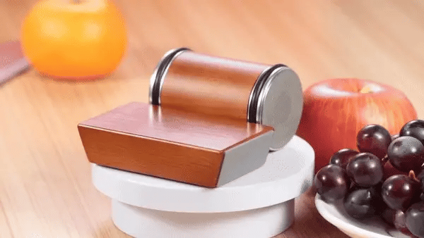 Magnetic Rolling Knife Sharpener with wooden base for precise knife sharpening and kitchen use