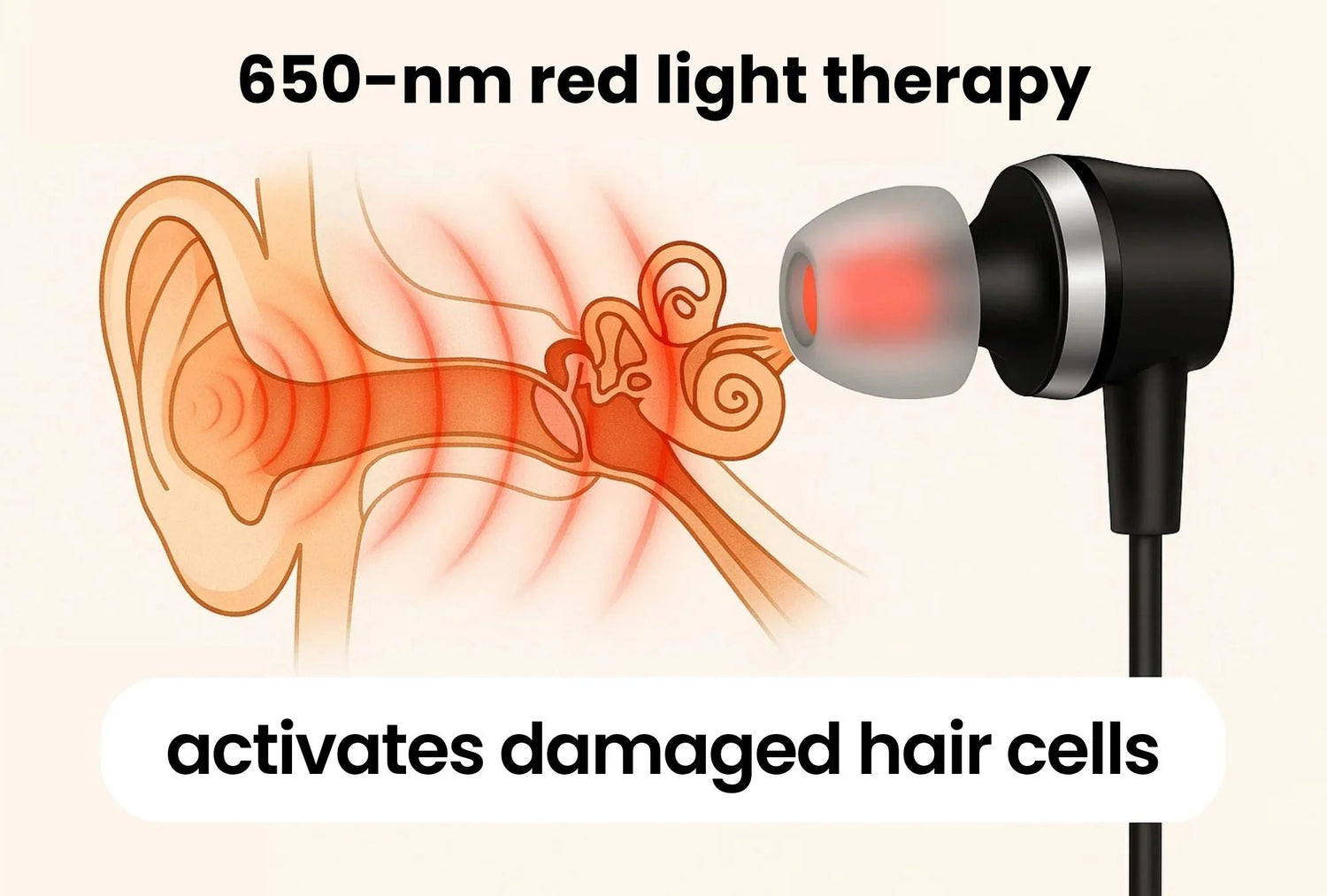 Red Light Therapy Earbuds with 650nm red light therapy for ear canal support and daily comfort